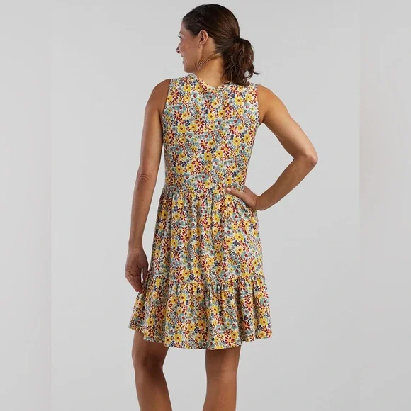 Toad &Co Marley Tiered Sleeveless Dress Womens Sz M In Barley Multi Floral Print - Picture 2 of 16
